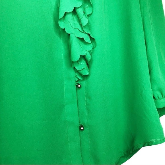 ANTHRO HD IN PARIS Ruffle Scallop Picea Button Up 4 - Picture 5 of 11